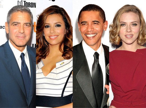 George Clooney, Eva Longoria, Barack Obama, Scarlett Johansson George Clooney, Eva Longoria, Barack Obama, Scarlett Johansson
